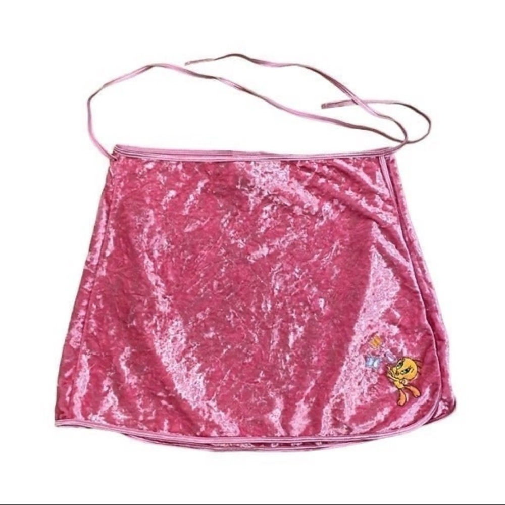 Vintage Tweety Pink Velvet Wrap Skirt Warner Bros Y2K Youth XL Women S/M RARE - Picture 2 of 6